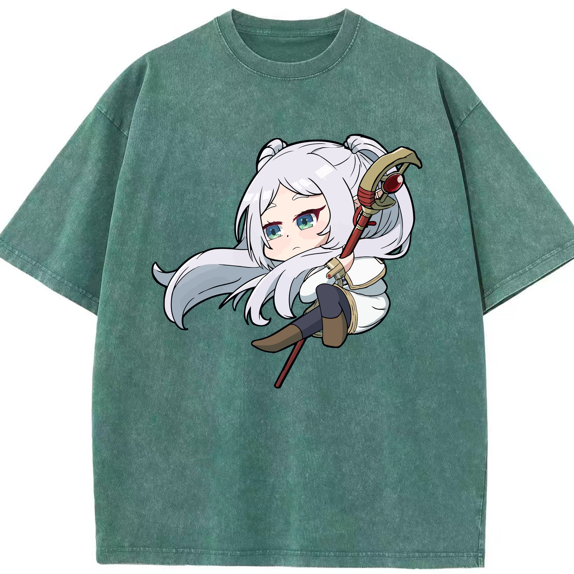 （画像用） 葬送のフリーレン Frieren 綿100% ヴィンテージ風 半袖Tシャツ（フロントプリント）